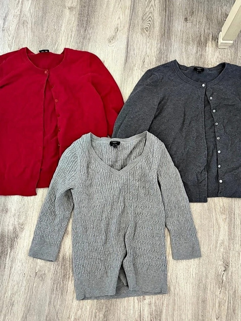 3 Of 3 Talbots Pima Cotton Sweaters Cardigan Womens Size Petite L Holiday Career